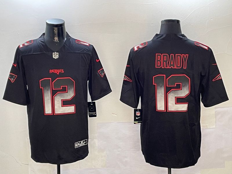 Men New England Patriots #12 Brady Black Nike Smoke Fashion 2024 Limited NFL Jersey style 1->chicago bears->NFL Jersey